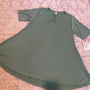 LulaRoe Top Womens Small Blue Floral Scoop Neck Pullover Short Sleeve Blouse